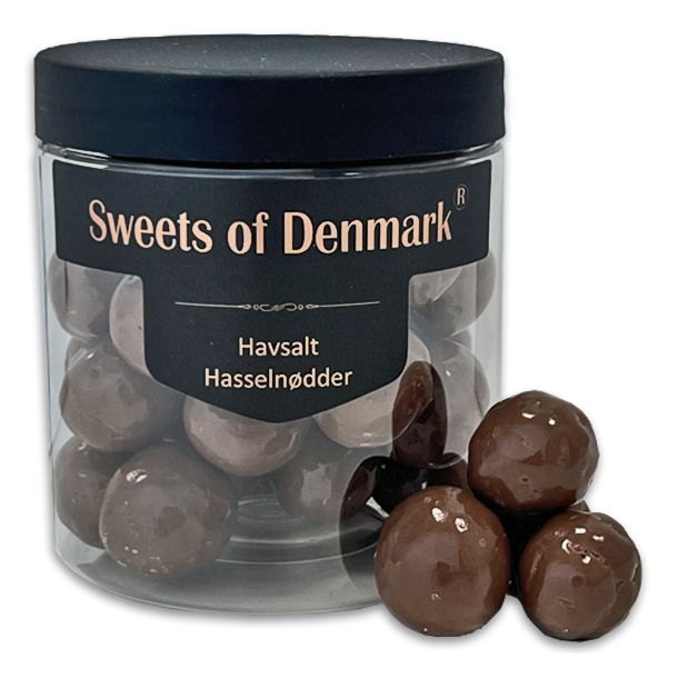 Sweets of Denmark Hasseln�dder med lys chokolade og havsalt