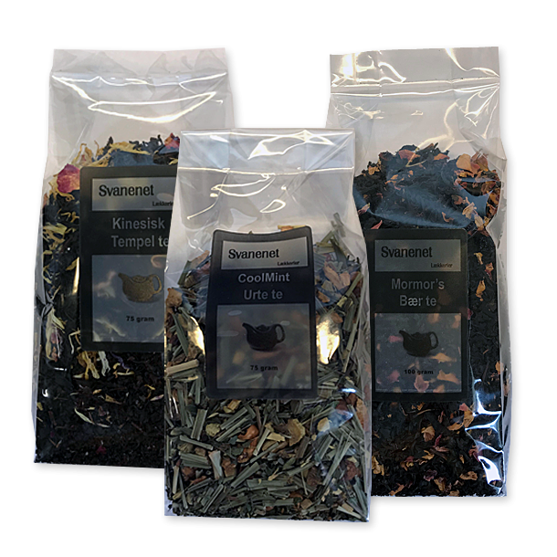 3 poser te efter eget valg