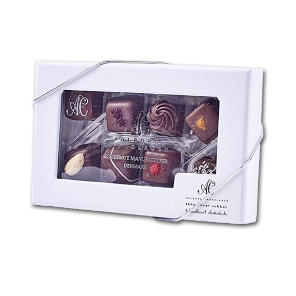Aalborg Chokoladen<br />Luksus chokolade uden tilsat sukker (8 stk)