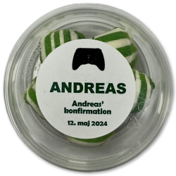 Bolsjebtter som bordKORT<br />Med bolsjer i specifik farve