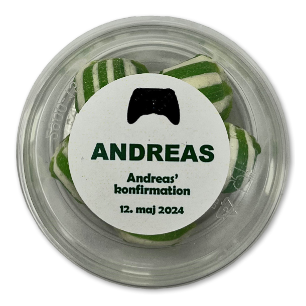 Bolsjebtter som bordKORT<br />Med bolsjer i specifik farve