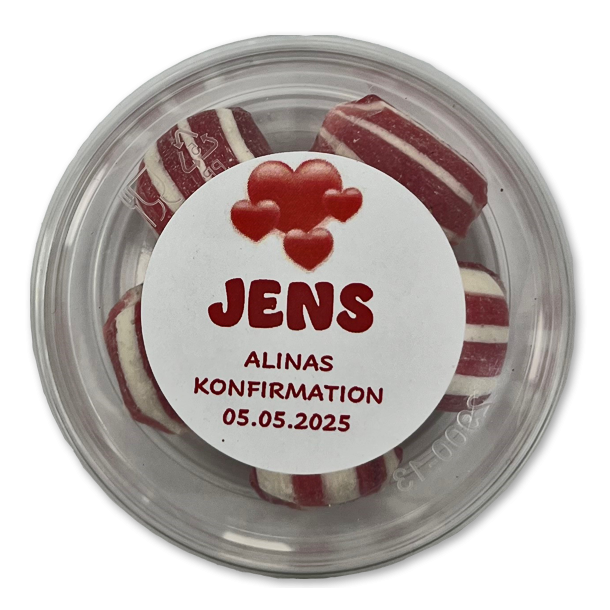 Bolsjebtter som bordKORT<br />Med bolsjer i specifik farve