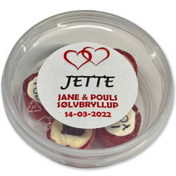 Bolsjebtter som bordKORT<br />Med bolsjer i specifik farve