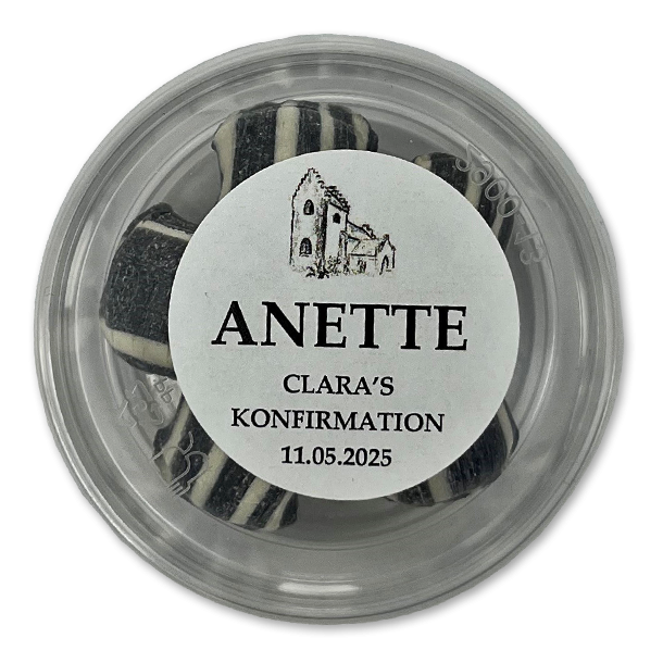 Bolsjebtter som bordKORT<br />Med bolsjer i specifik farve