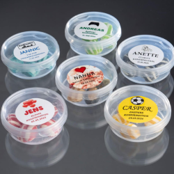 Bolsjebtter som bordKORT<br />Med bolsjer i specifik farve