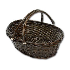 Kurv brun<br />oval med vippe hanke, mellem