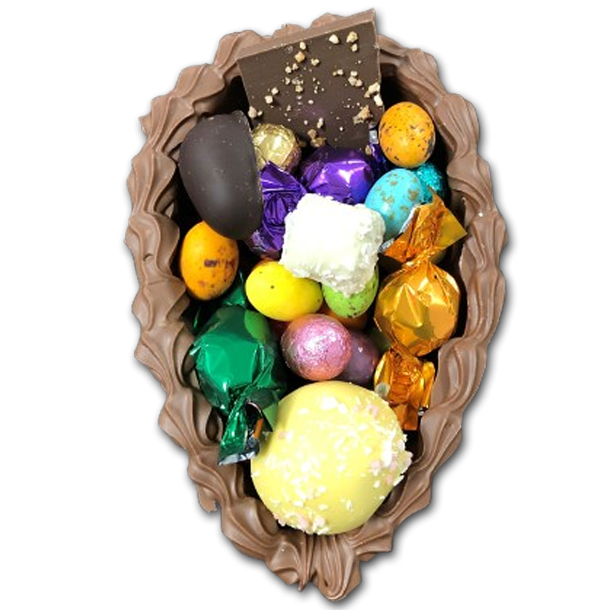 Stor Chokolade Pskeg<br />i hndlavet skal