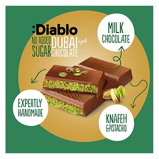 Diablo Dubai chokolade<br />Ikke tilsat sukker