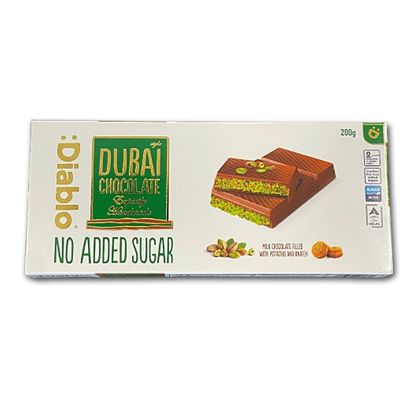 Diablo Dubai chokolade<br />Ikke tilsat sukker