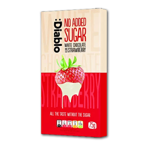 Diablo Hvid Chokolade med Jordbr<br />Ikke tilsat sukker