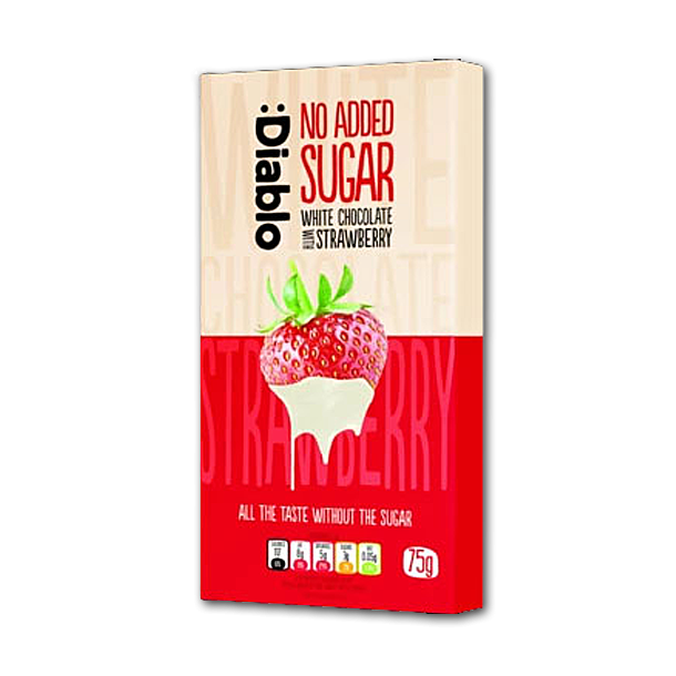 Diablo Hvid Chokolade med Jordbr<br />Ikke tilsat sukker