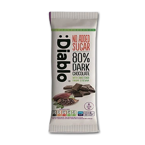 Diablo Mrk Chokolade 80%<br />Ikke tilsat sukker 