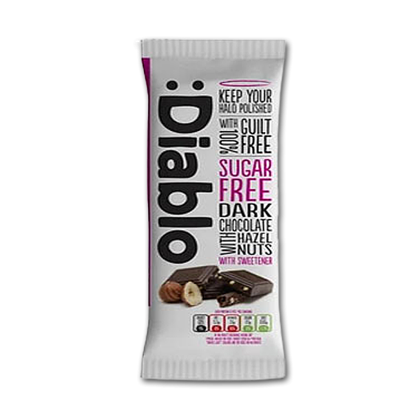 Diablo Mrk Chokolade med Hasselndder<br />Sukkerfri