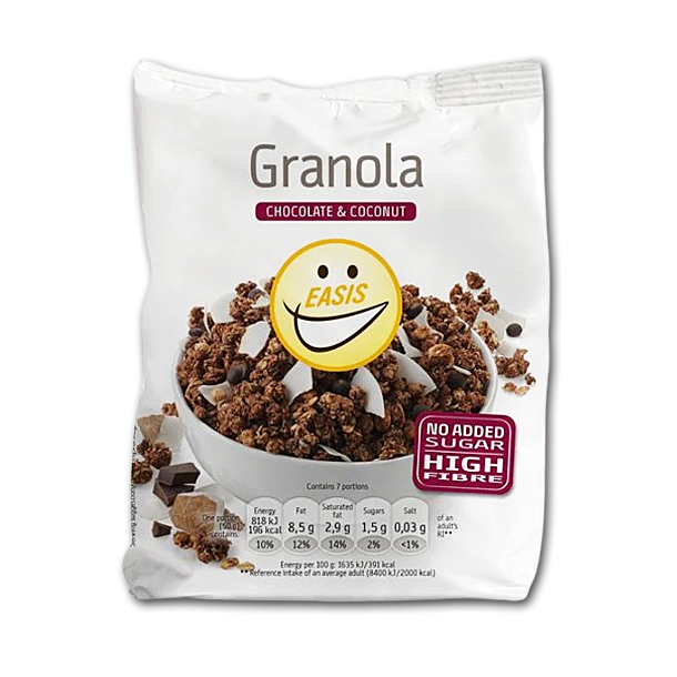 Easis Granola med chokolade og kokos uden tilsat sukker
