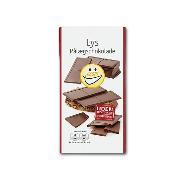 Easis Lys Plgschokolade uden tilsat sukker