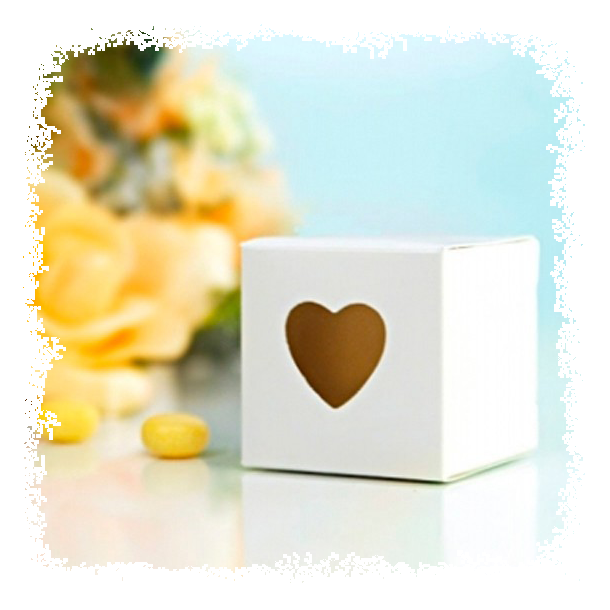 Favor Box med hjerteformet rude, hvid 10 stk