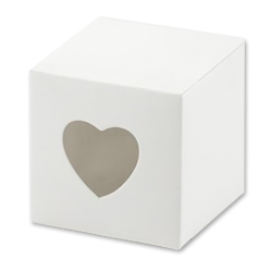 Favor Box med hjerteformet rude, hvid 10 stk