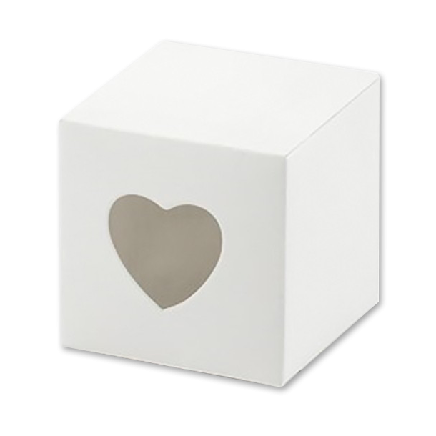 Favor Box med hjerteformet rude, hvid 10 stk