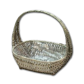 Kurv gr� oval med hank, lille