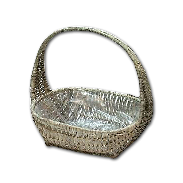 Kurv gr� oval med hank, lille