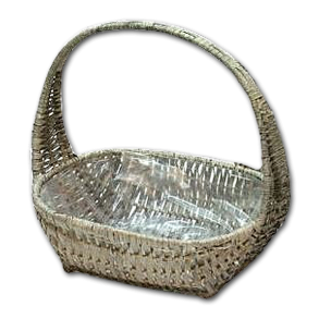 Kurv gr oval med hank, mellem