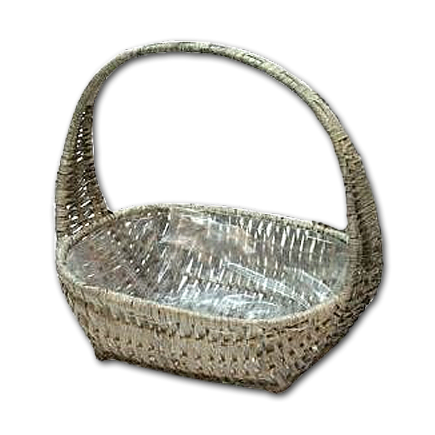 Kurv gr oval med hank, mellem