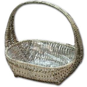 Kurv gr oval med hank, stor