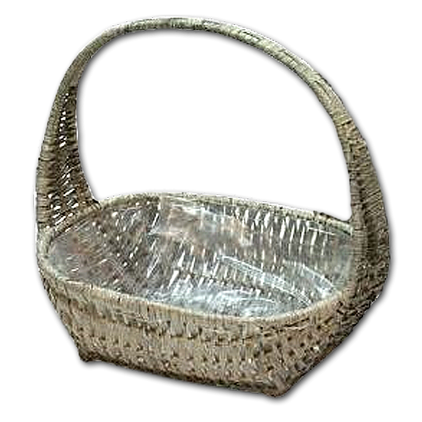 Kurv gr oval med hank, stor