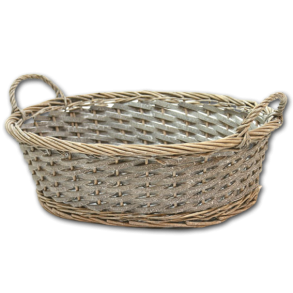 Kurv gr� oval med hanke, stor