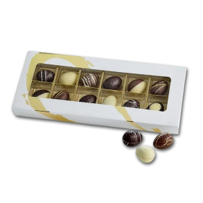 Guld/Hvid �ske med 12 luksus�g