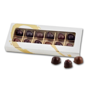 Guld/Hvid ske med 12 marcipang