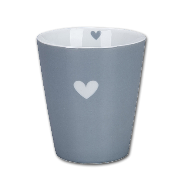 Krasilnikoff Happy Mug Hjerte Lysegr