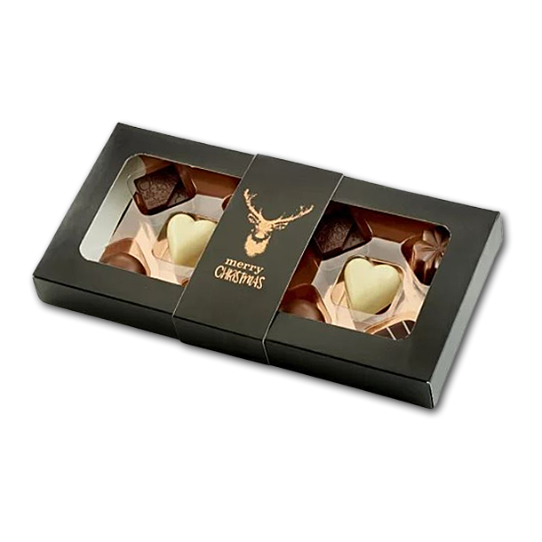 Luxus Chokolade i sort juleske med rude (10 stk)