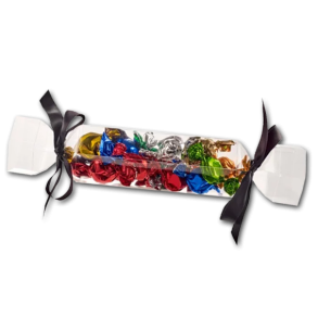 Knallert med karameller og chokoballs<br />Transparent