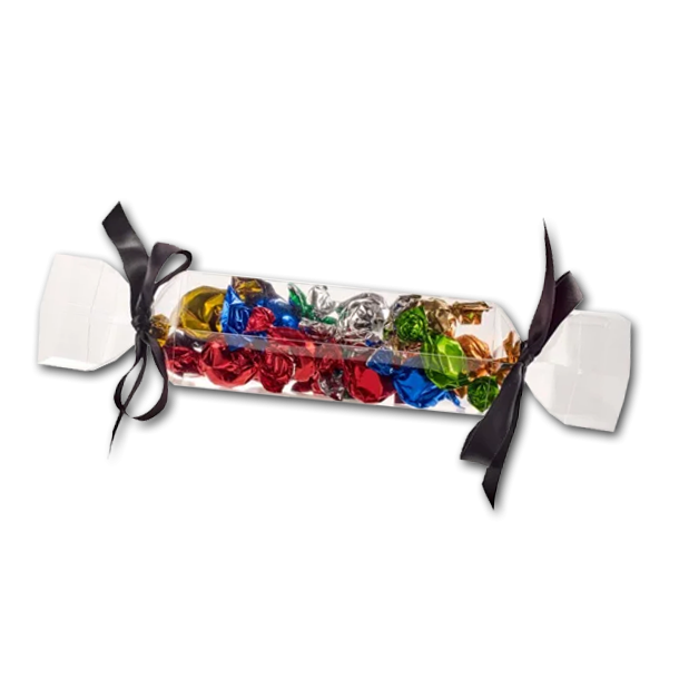 Knallert med karameller og chokoballs<br />Transparent