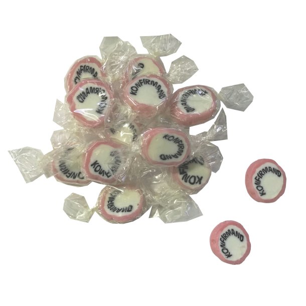 Konfirmandbolsjer Lyserd<br />Indpakkede 175 g
