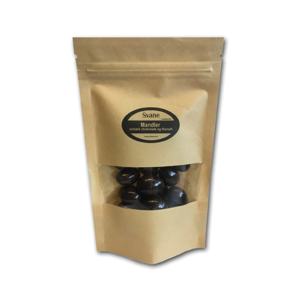 mandler med mrk chokolade og havsalt