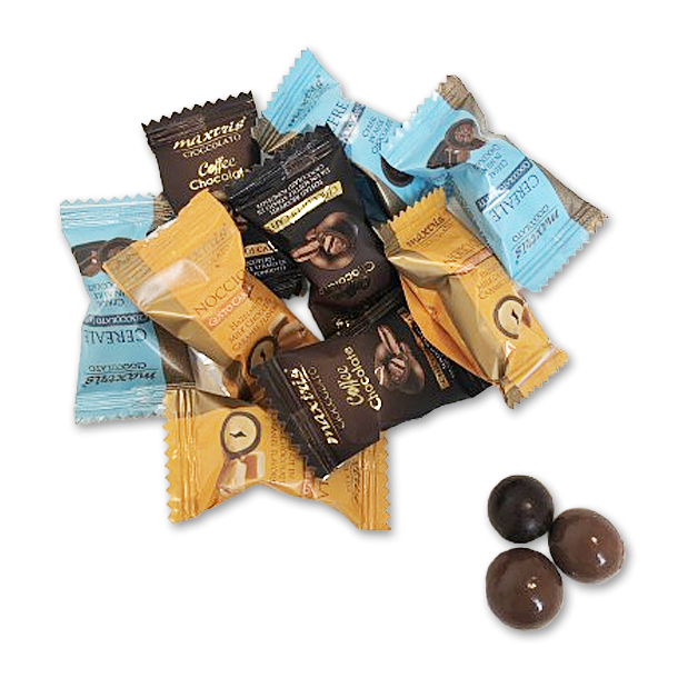 Flowpakkede Blandede Chokoladekugler 