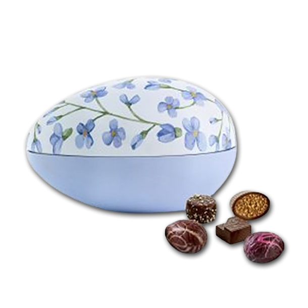 Metal Pskeg 'Blue Flower' med luksus chokolade og g