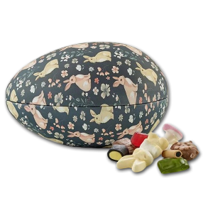 Metal P�ske�g 'P�skehare' med blandet slik