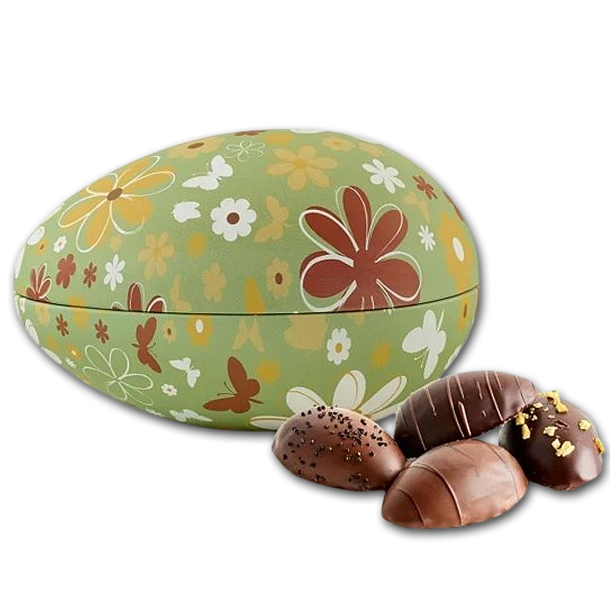 Metal P�ske�g 'Butterflies &amp; Flowers' med marcipan�g