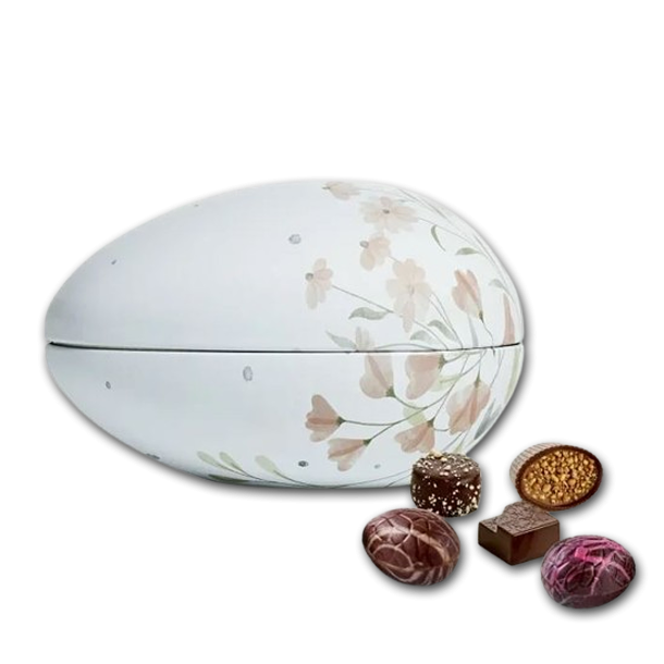 Metal Pskeg 'Pink Flowers' med luksus chokolade og g