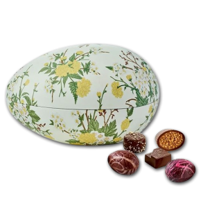 Metal Pskeg 'Yellow Flower' med luksus chokolade og g