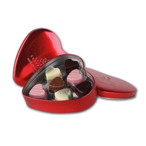 Aalborg Chokoladen<br />Hjerte�ske med fyldte chokoladehjerter 