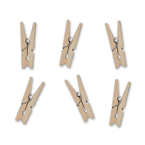 Naturfarvede Mini Tjklemmer 20 stk<br />30 mm