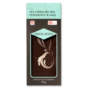 koladen 70% Mrk Chokolade med Pebermynte og Knas