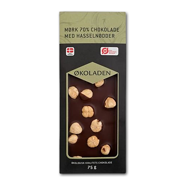 koladen 70% Mrk Chokolade med Hasselndder