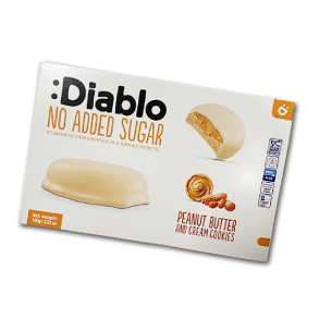 Diablo Fyldte Cookies<br />Peanutbutter med hvid chokolade<br />Uden tilsat sukker