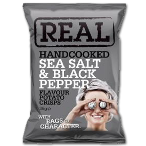 Real Kartoffelchips<br />Havsalt og sort peber