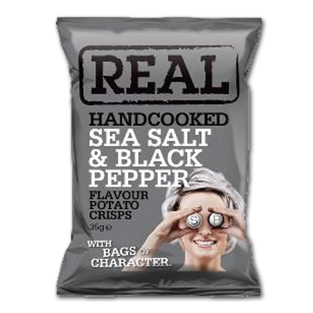 Real Kartoffelchips<br />Havsalt og sort peber